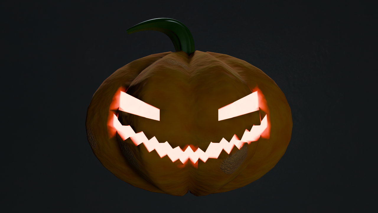 Blenderで作成されたかぼちゃのランタン（ジャックオランタン）の画像001