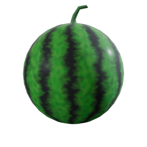 Blenderで作成されたスイカ(茎あり)の画像。