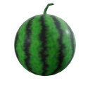 Blenderで作成されたスイカ（茎あり）の画像。